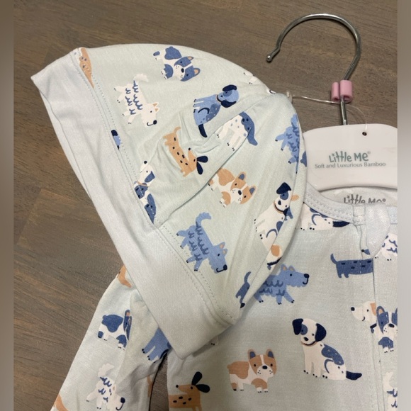 🐶 NEW! • Little Me • Bamboo Sleeper with Hat | Size: 9 months - Picture 2 of 7